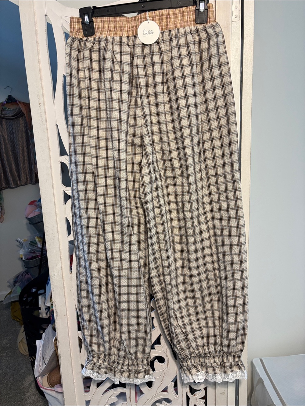 Plaid Elastic Waist Plaid Balloon Style Bottoms - Picture 6 of 6